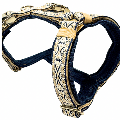 Retro Y-Geschirr beige,dunkelblau