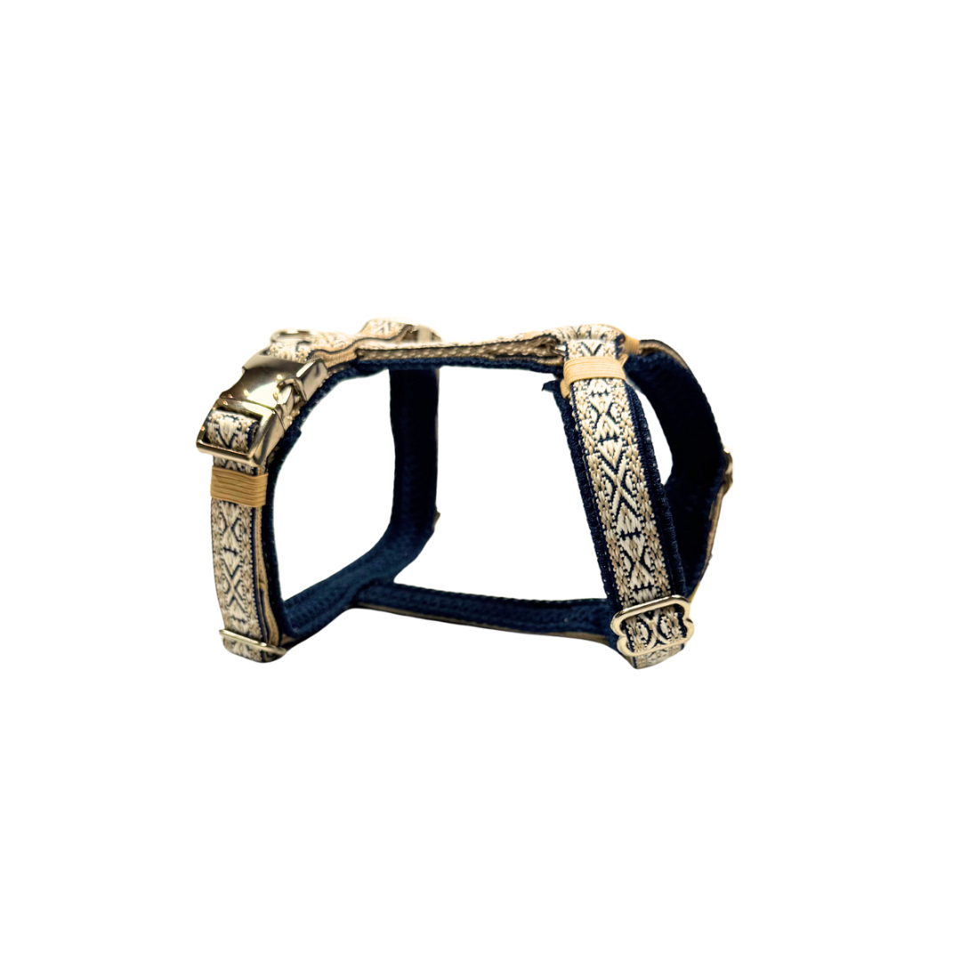 Retro Y-Geschirr beige,dunkelblau