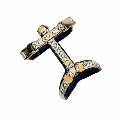 Retro Y-Geschirr beige,dunkelblau